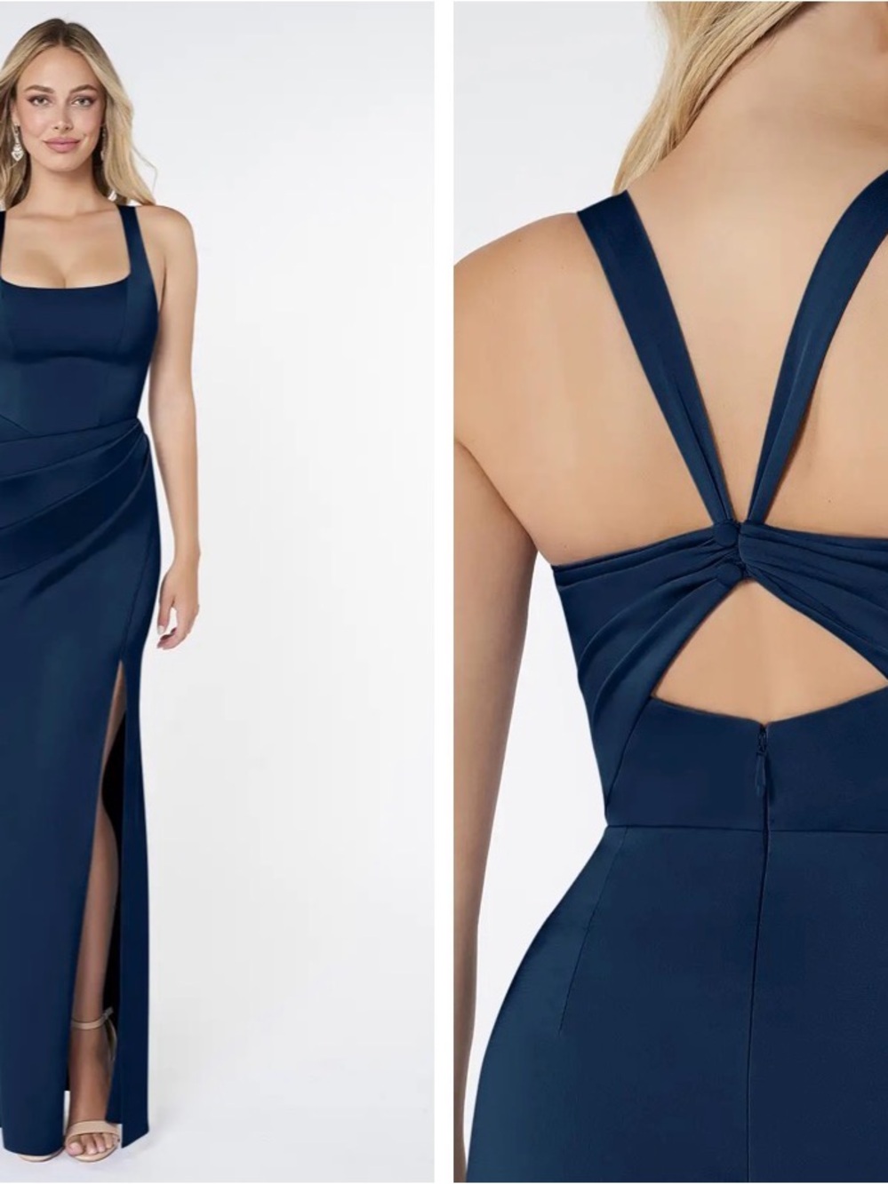 Azazie Navy Strappy Square-Neck bridesmaid dress A10